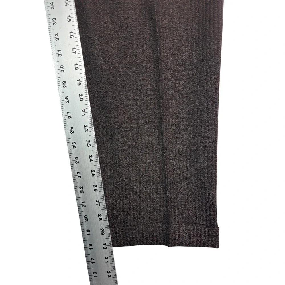 vtg 60s Bespoke 40R 32x30 Brown Stripe 2pc Pant Suit Wool Pleated High Waisted